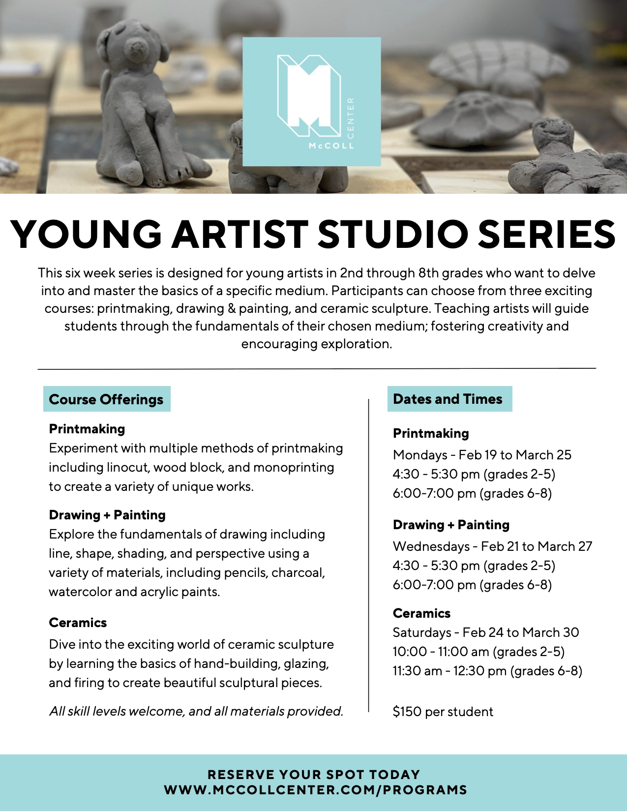 YOUNG ARTIST STUDIO SERIES McColl Center
